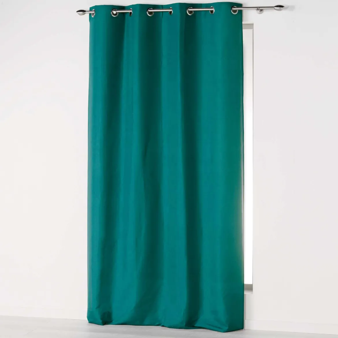 RIDEAU A OEILLETS 140X280CM MICROFIBRE UNI ABSOLU EMERAUDE
