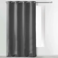 RIDEAU A OEILLETS 140X280CM MICROFIBRE UNI ABSOLU ANTHRACITE