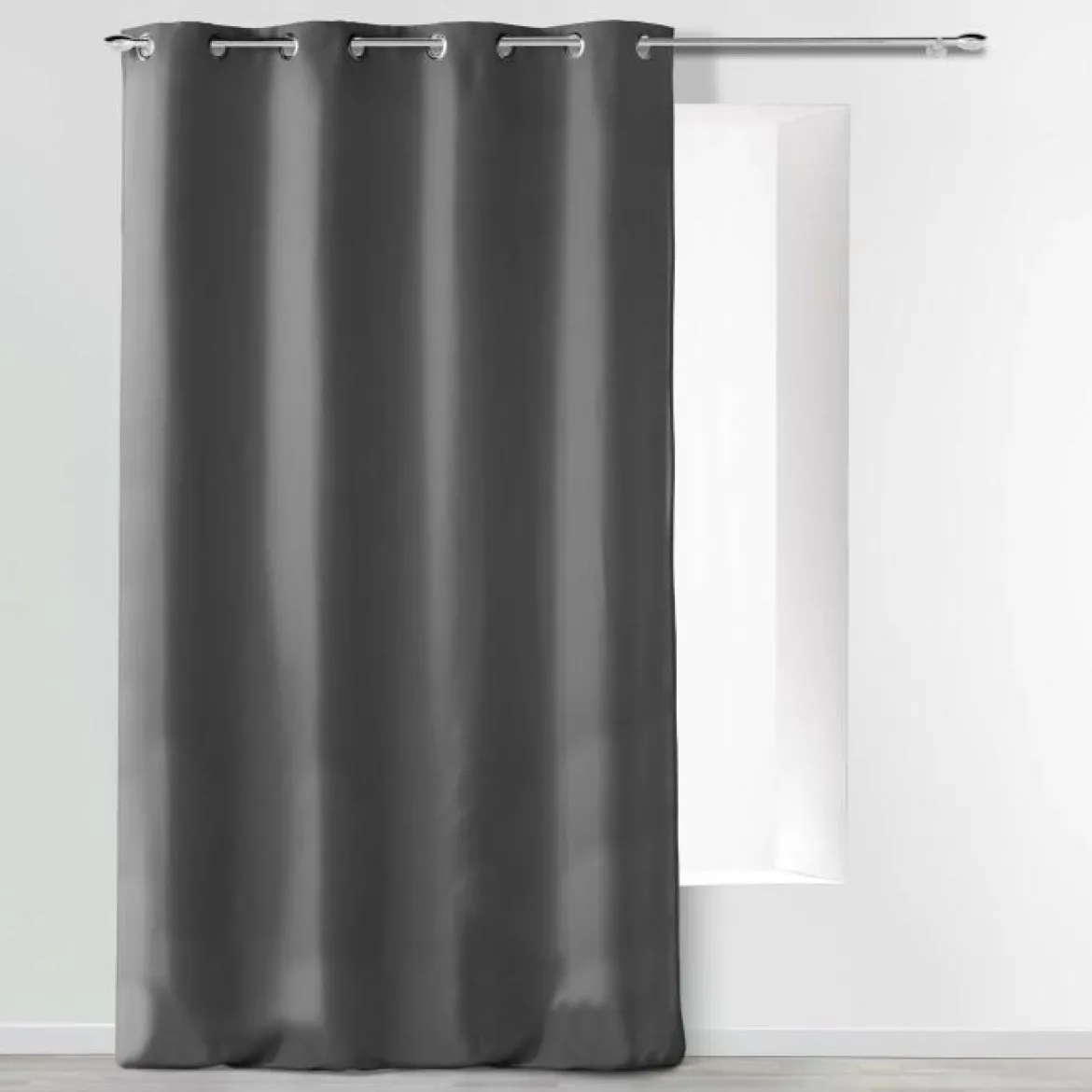 RIDEAU A OEILLETS 140X280CM MICROFIBRE UNI ABSOLU ANTHRACITE