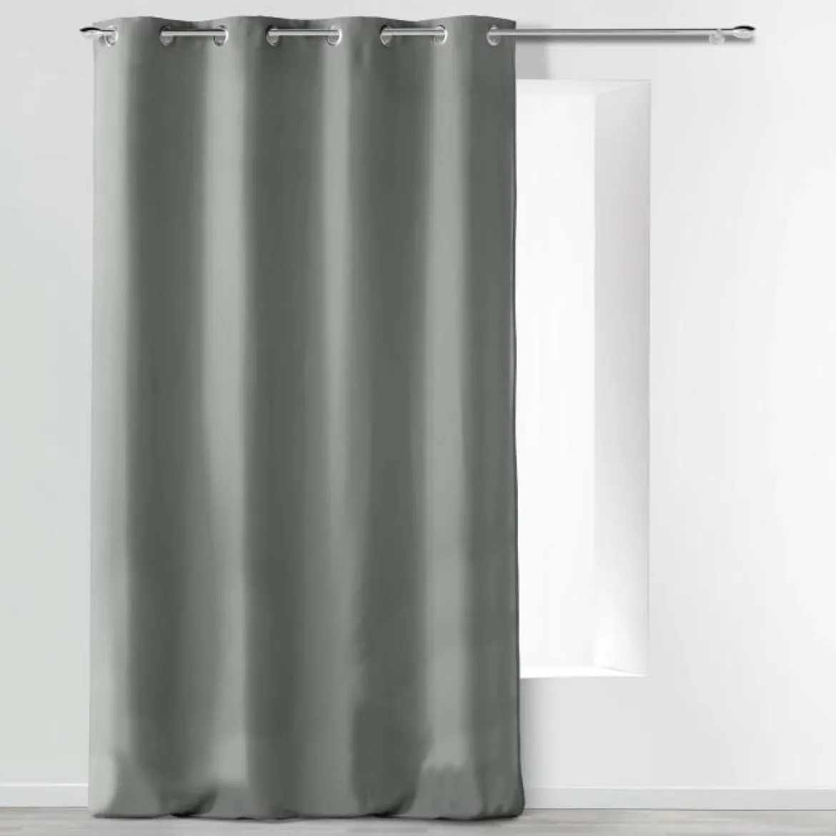 RIDEAU A OEILLETS 140X280CM MICROFIBRE UNI ABSOLU GRIS
