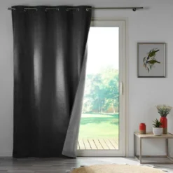 RIDEAU A OEILLETS 140X260CM OCCULTANT DARKO ANTHRACITE