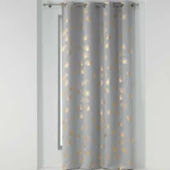 RIDEAU A OEILLETS 135X240CM OCCULT IMP GINKGOLD GRIS OR