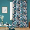 RIDEAU A OEILLETS 140 X 260 CM POLYESTER IMP ALIANOR BLEU