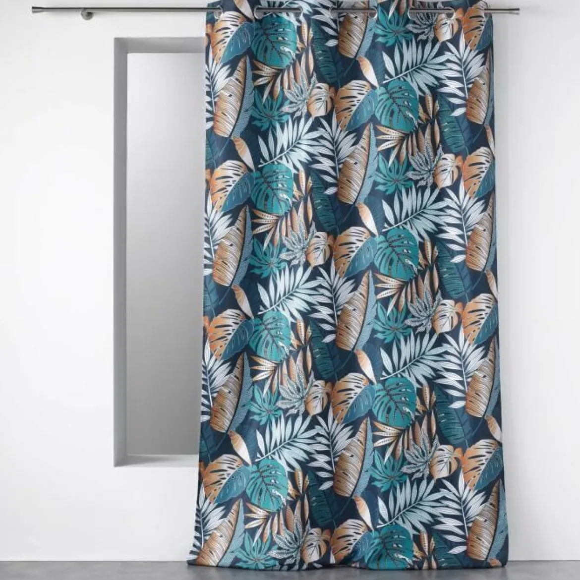 RIDEAU A OEILLETS 140 X 260 CM POLYESTER IMP ALIANOR BLEU
