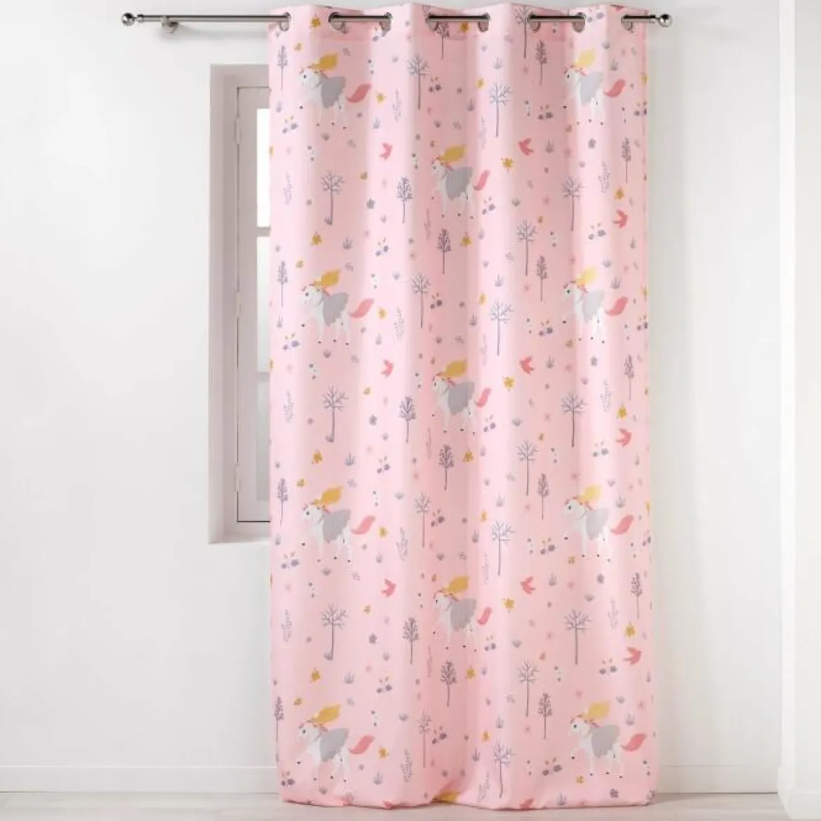 RIDEAU A OEILLETS 140X260CM POLYESTER IMP FEE DES BOIS ROSE