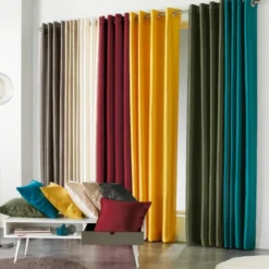 RIDEAU A OEILLETS 140X240CM SHANTUNG UNI SHANA BORDEAUX