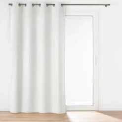 RIDEAU A OEILLETS 140X260CM VELOURS RELIEF JAVA BLANC