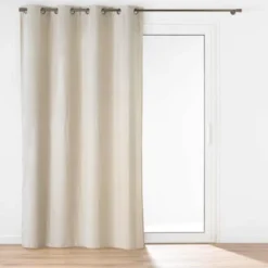 RIDEAU A OEILLETS 140X260CM VELOURS RELIEF JAVA NATUREL