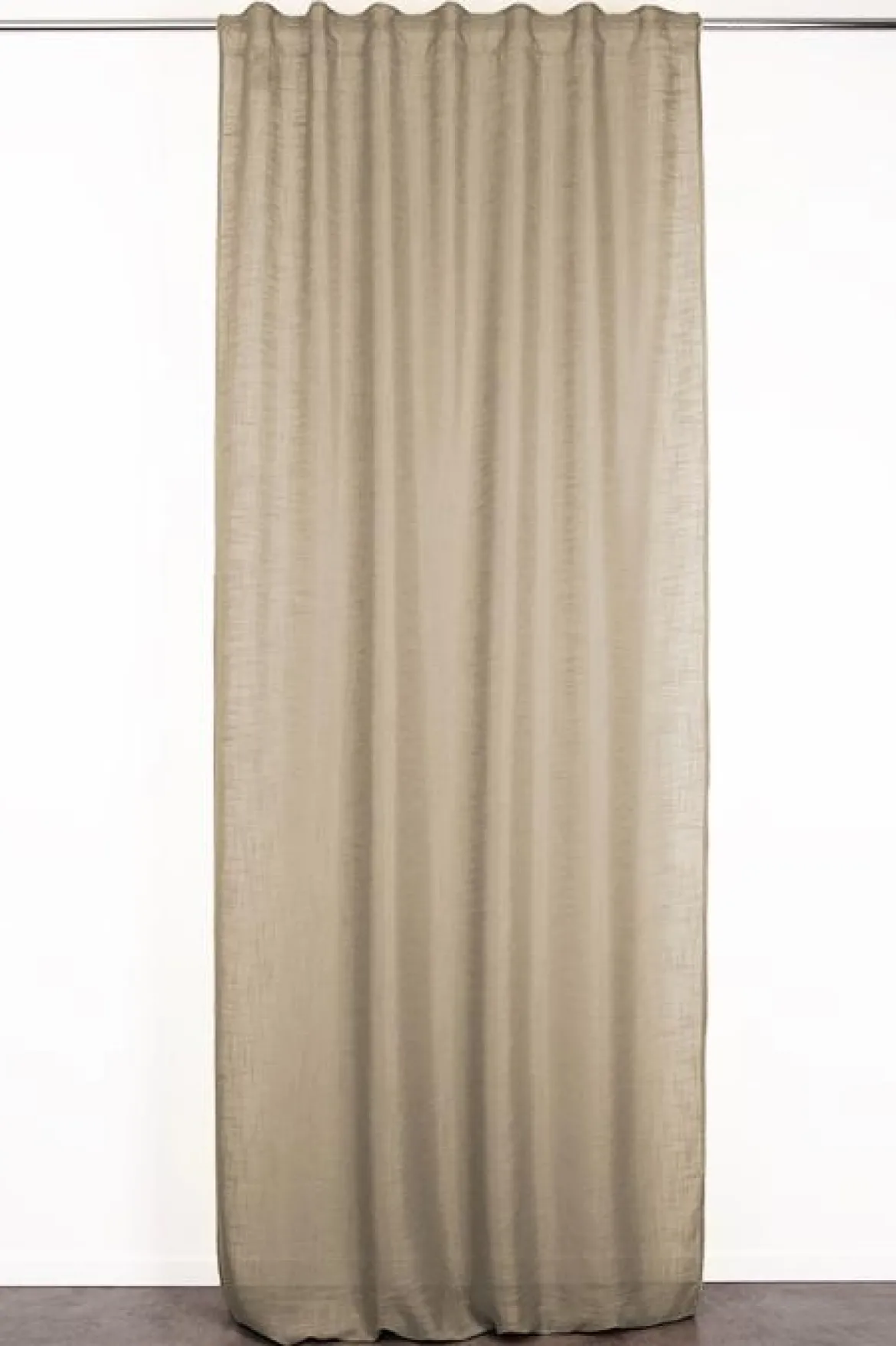 RIDEAU ARONNA TAUPE 135X300CM GALON FRONCEUR PATTE CACHEE