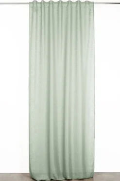 RIDEAU ARONNA VERT 135X300CM GALON FRONCEUR PATTE CACHEE
