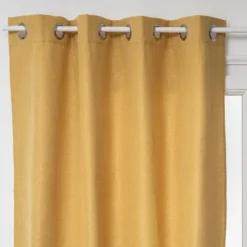 RIDEAU CLEM A OEILLETS JAUNE MOUTARDE 140X260CM