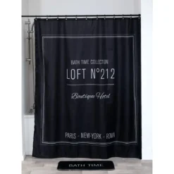 RIDEAU DE DOUCHE POLYESTER 180X200CM NEO RETRO NOIR