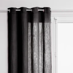 RIDEAU GAZE COTON GRIS FONCE 130X260CM