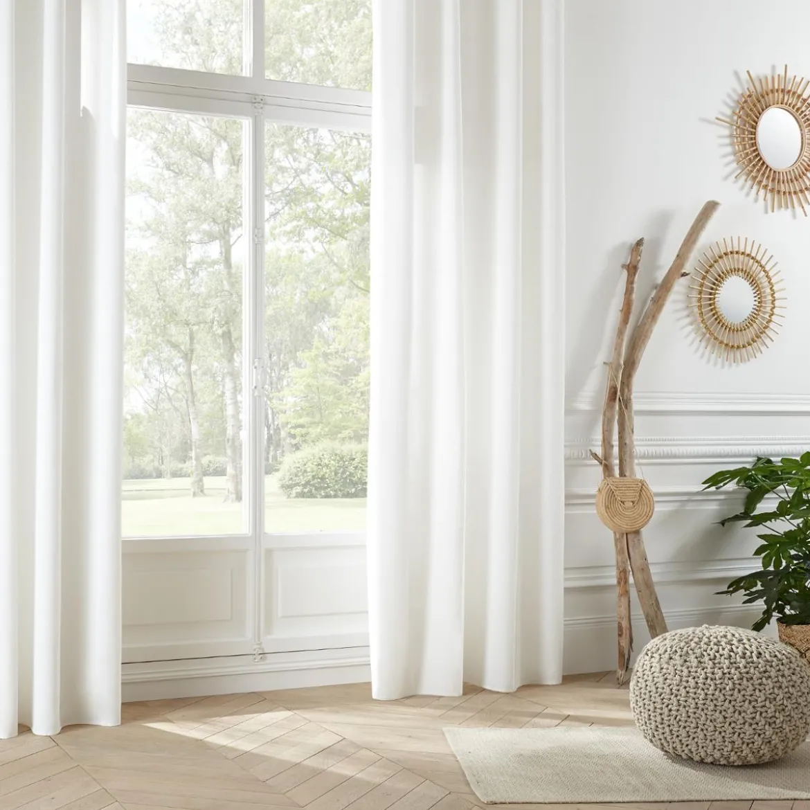 RIDEAU MEMO A OEILLETS IVOIRE 140X260CM