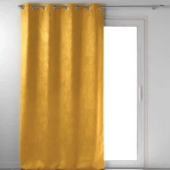 RIDEAU OEILLETS OCCULTANT 135X240CM VELOURS MELODIE OCRE