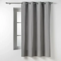 RIDEAU OEILLETS 135X180CM COTON TWILY GRIS