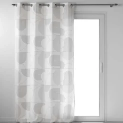 RIDEAU OEILLETS 140X260CM ESQUISSE BLANC