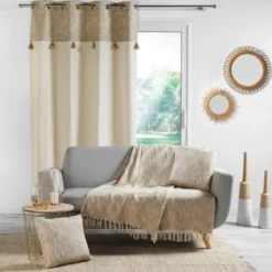 RIDEAU OEILLETS 140X240CM IMPRIME METALLISE SULTAN OR