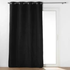 RIDEAU OEILLETS 135X260CM ISOLANT MICROFIBRE NOIR
