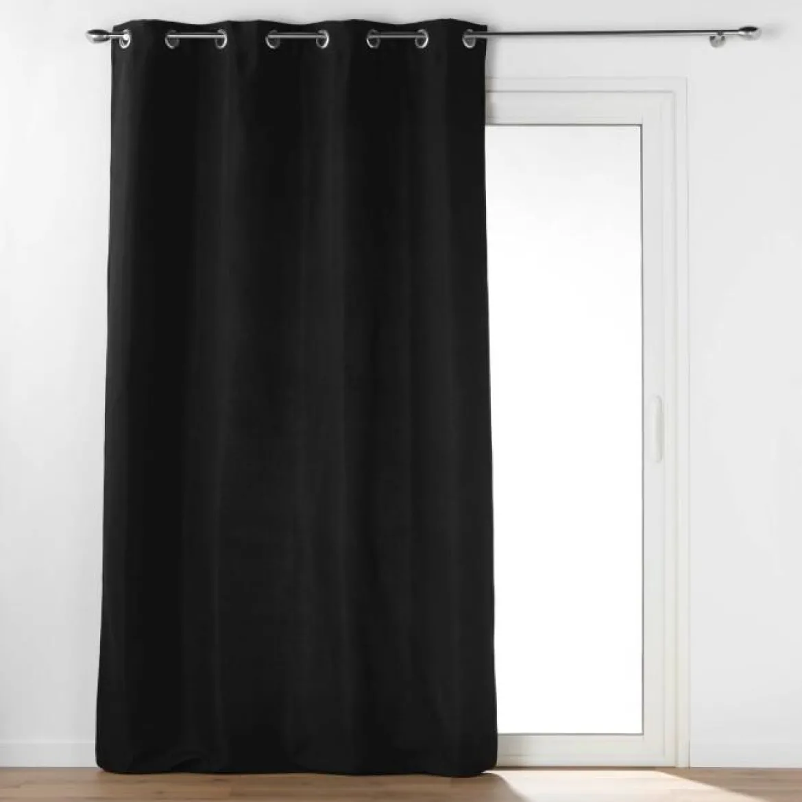 RIDEAU OEILLETS 135X260CM ISOLANT MICROFIBRE NOIR