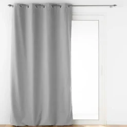 RIDEAU OEILLETS 140X260CM ISOLANT UNI JUPITER GRIS