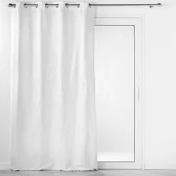 RIDEAU OEILLETS 140X260CM JACQUARD FLORISS BLANC