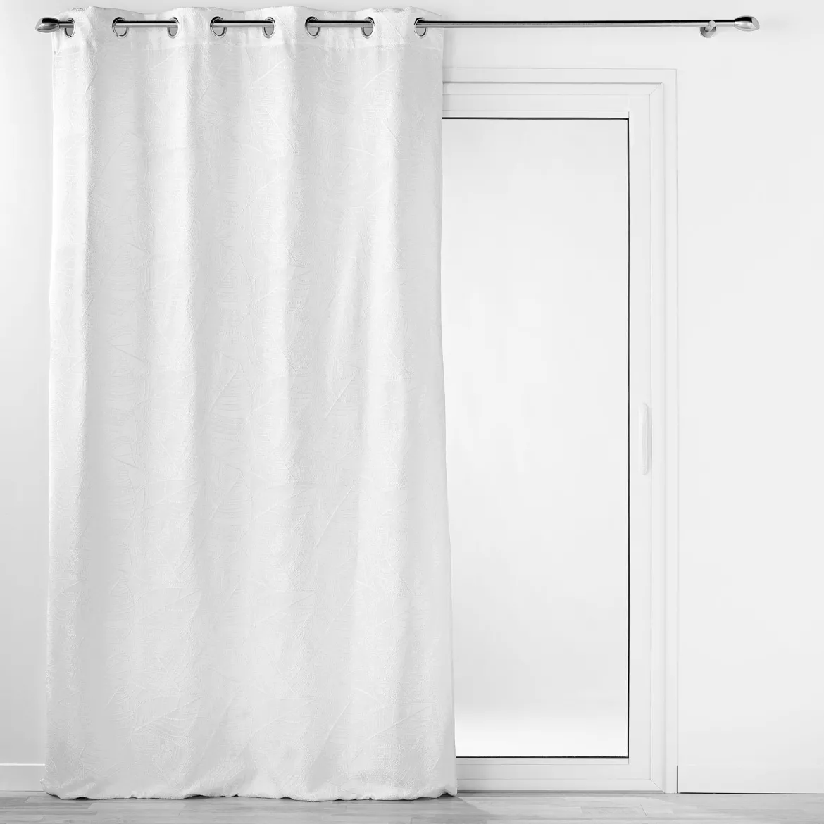 RIDEAU OEILLETS 140X260CM JACQUARD FLORISS BLANC