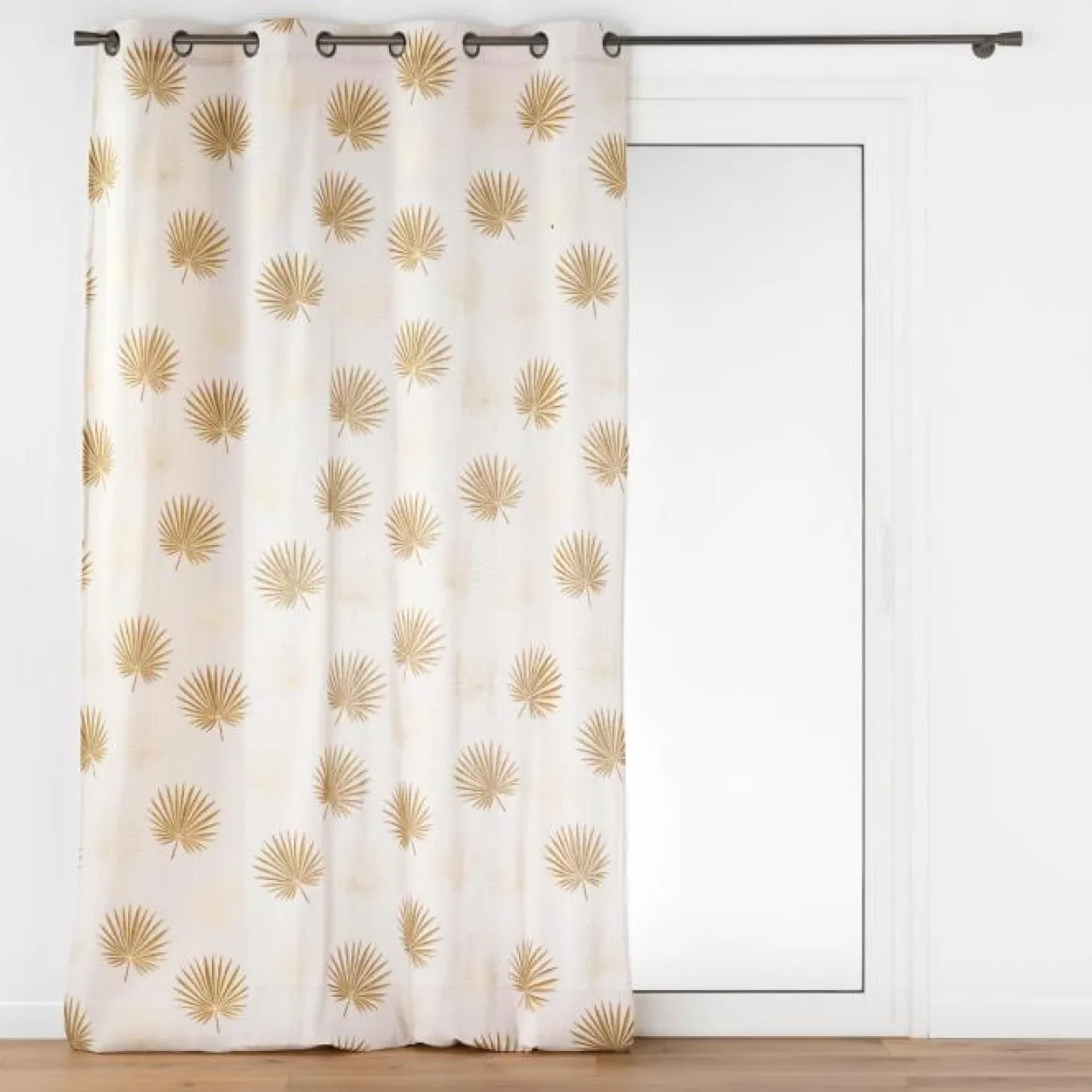 RIDEAU OEILLETS 140X240CM METALLISE LOTUS OCRE