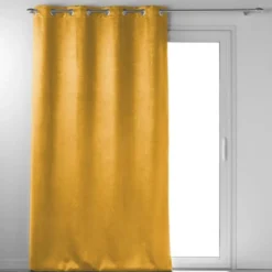 RIDEAU OEILLETS 135X240CM OCCULTANT VELOURS ANTHEA OCRE