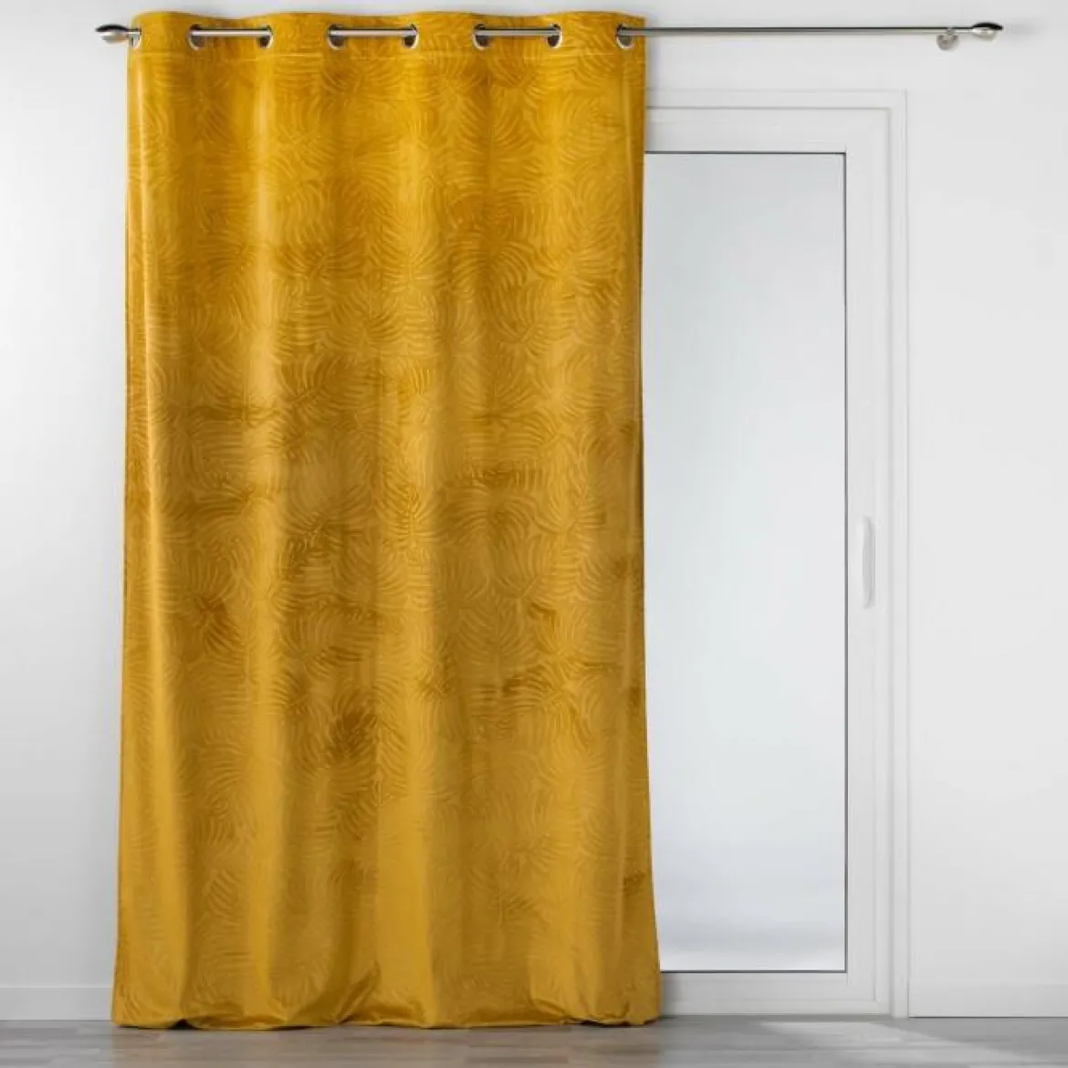 RIDEAU OEILLETS 140X240CM OCCULTANT RELIEF ANALIA OCRE