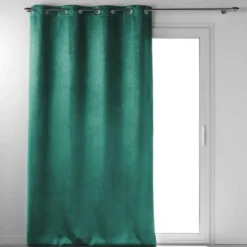 RIDEAU OEILLETS 135X240CM OCCULTANT VELOURS ANTHEA VERT