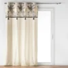 RIDEAU OEILLETS 140X240CM POMPONS PAPAYA