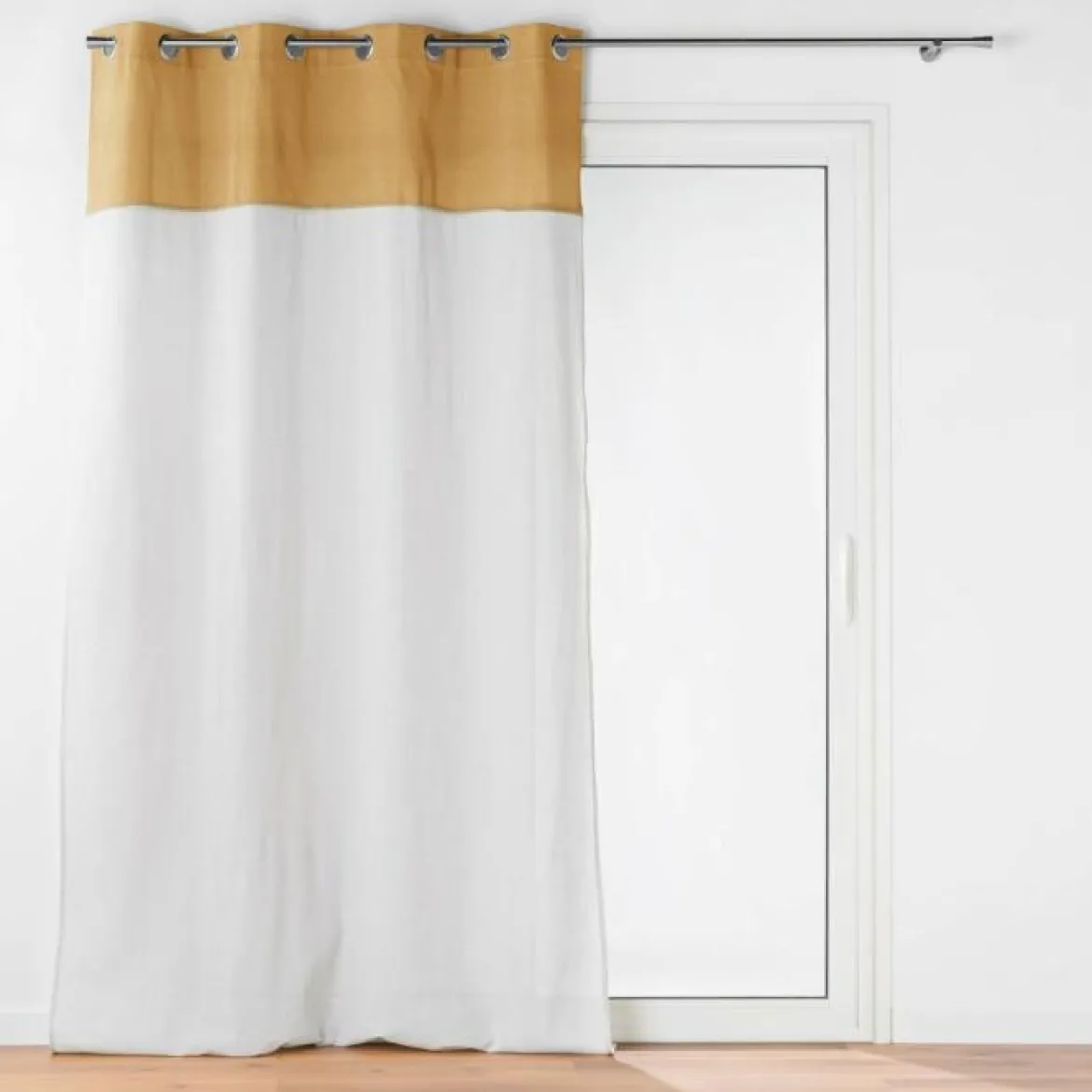 RIDEAU OEILLETS 140X240CM UNI ET JUTE JANARA OCRE