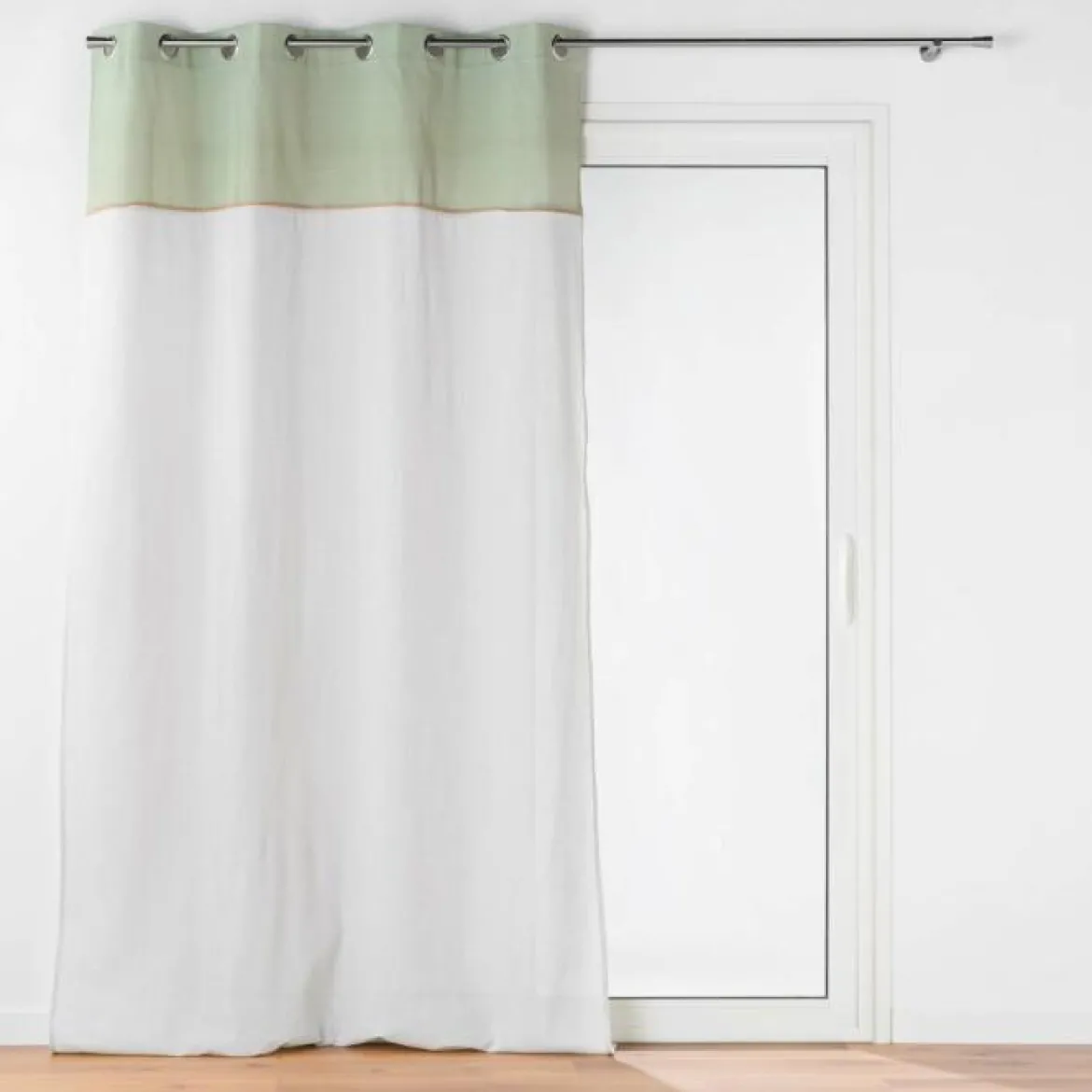 RIDEAU OEILLETS 140X240CM UNI ET JUTE JANARA SAUGE