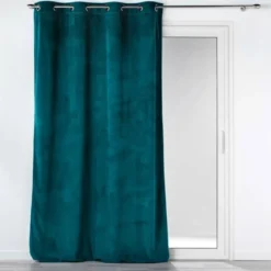 RIDEAU OEILLETS 140X260CM VELOURS COTELE CASUAL PETROLE