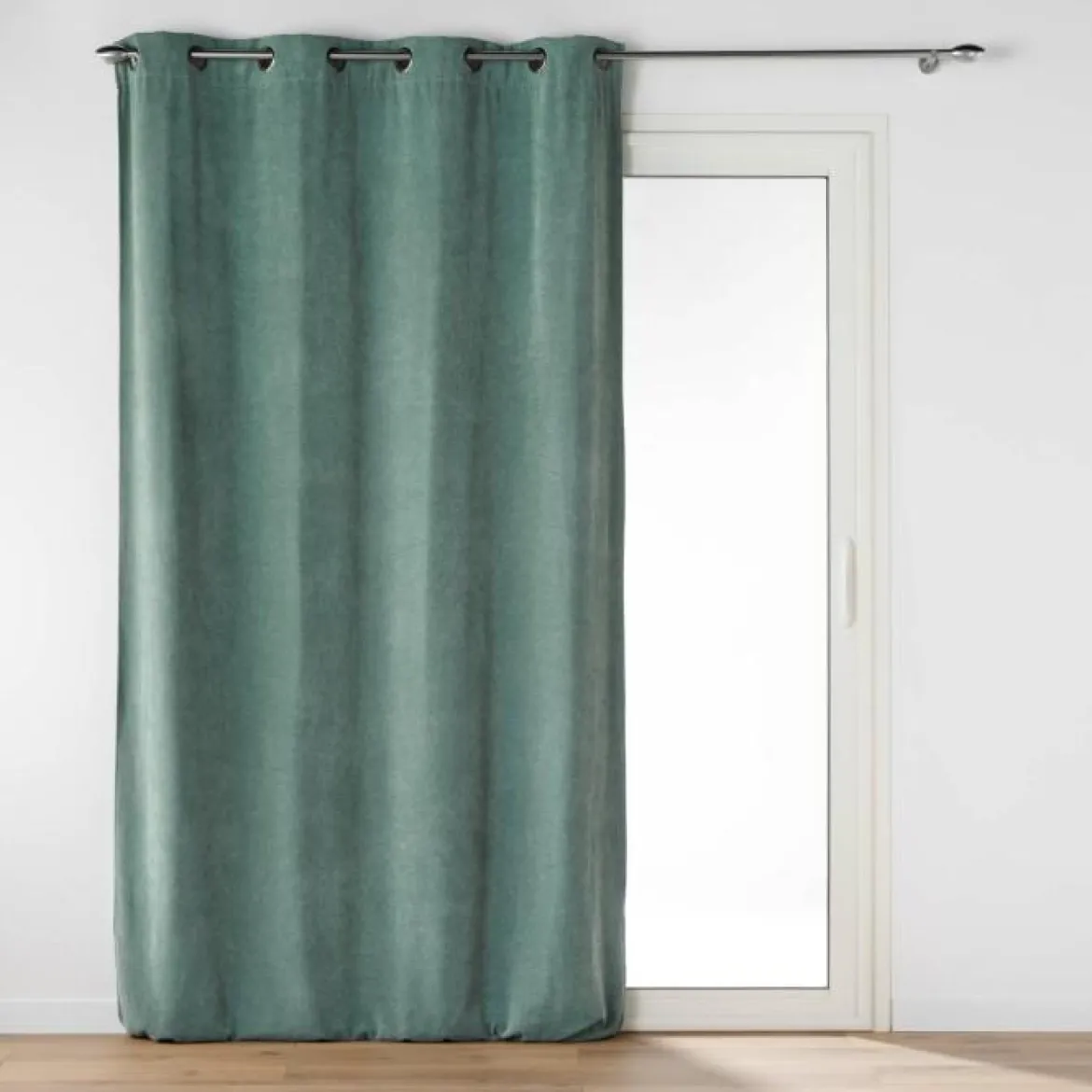 RIDEAU OEILLETS 135X260CM VELOURS UNI NOVANA SAUGE