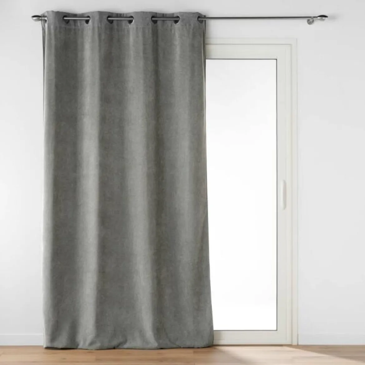 RIDEAU OEILLETS 135X260CM VELOURS UNI NOVANA ANTHRACITE