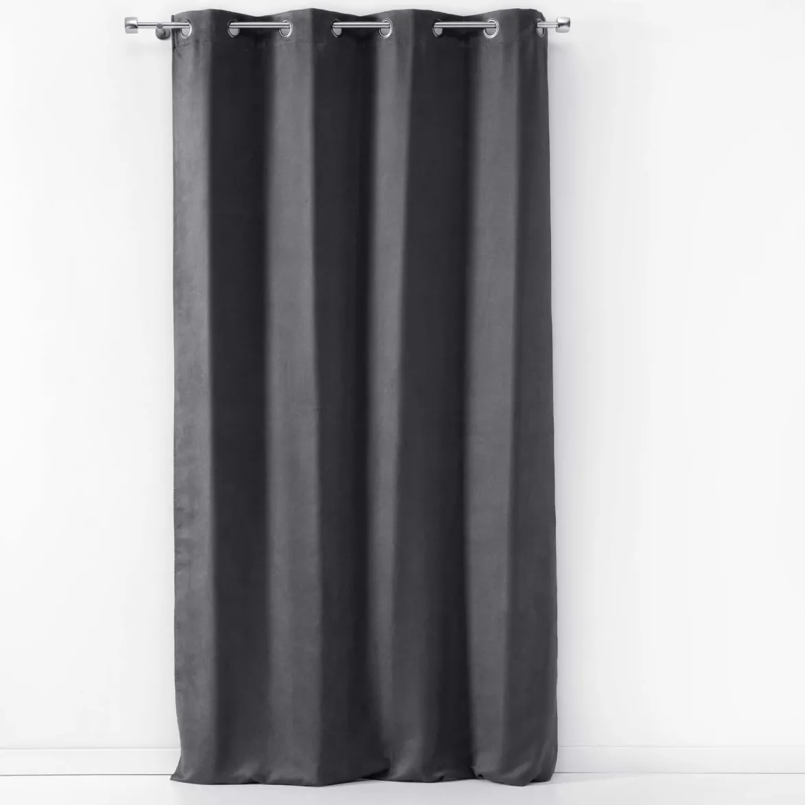 RIDEAU OEILLET 140X240CM SUEDE UNI SULTANE ANTHRACITE