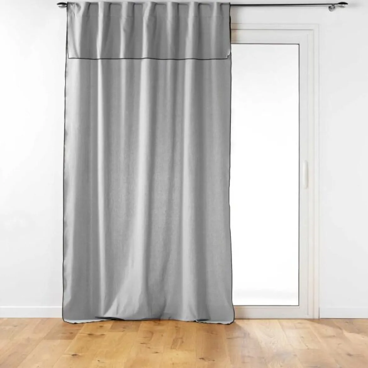 RIDEAU PASS CACHE 140X240CM COTON UNI MISTRALINE GRIS CHINE