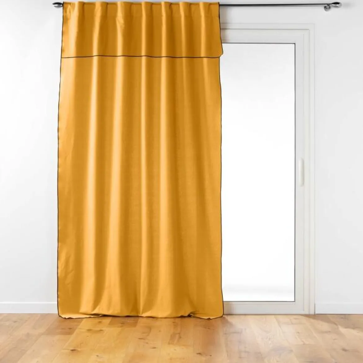 RIDEAU PASS CACHE 140X240CM COTON UNI MISTRALINE MOUTARDE