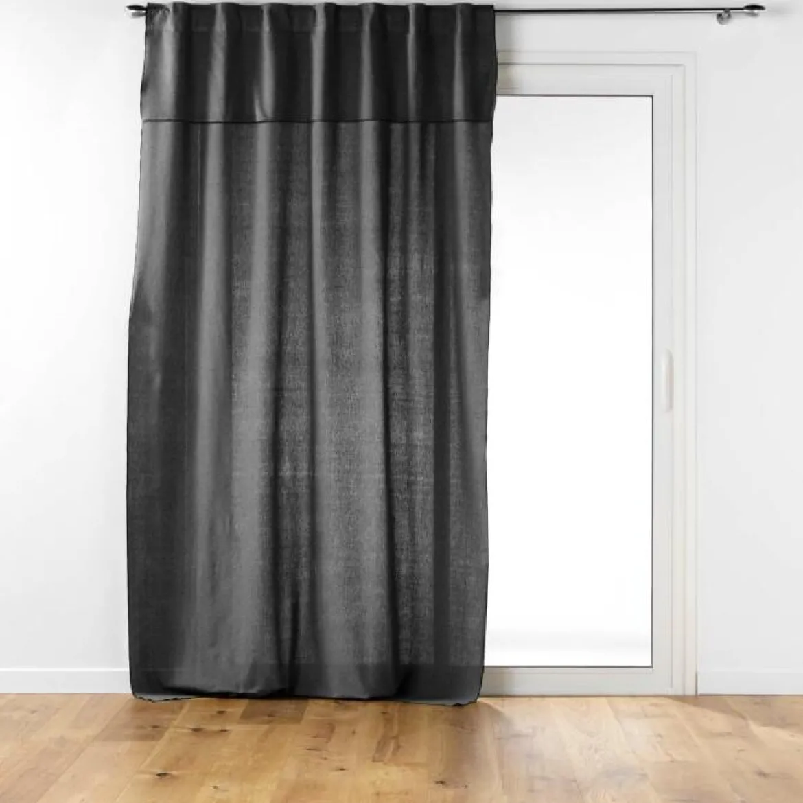 RIDEAU PASS CACHE 140X240CM COTON UNI MISTRALINE ANTHRACITE
