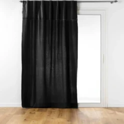 RIDEAU PASS CACHE 140X240 CM COTON UNI MISTRALINE NOIR