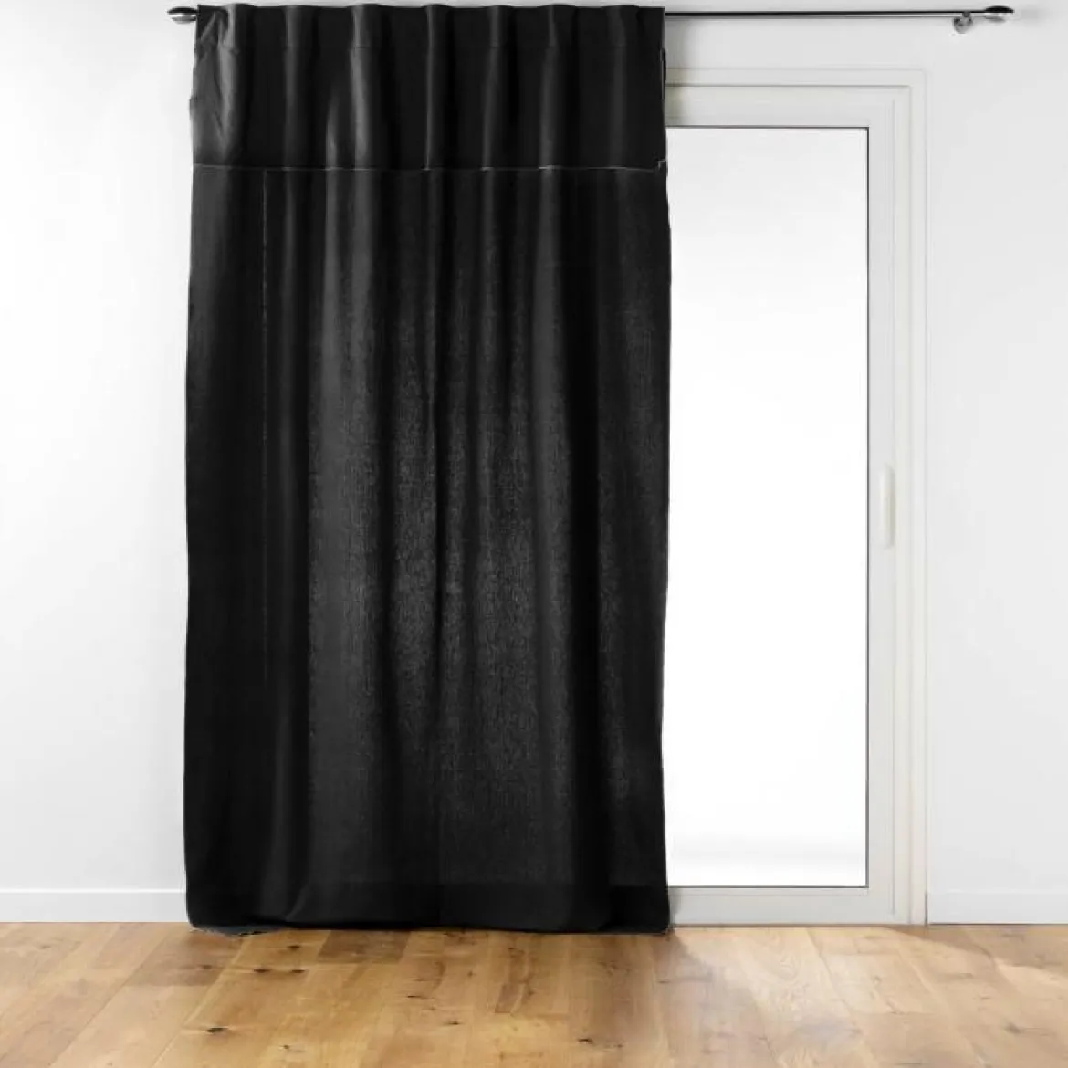 RIDEAU PASS CACHE 140X240 CM COTON UNI MISTRALINE NOIR
