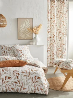 RIDEAU 140X240CM OEILLET FLORALE TERRACOTTA