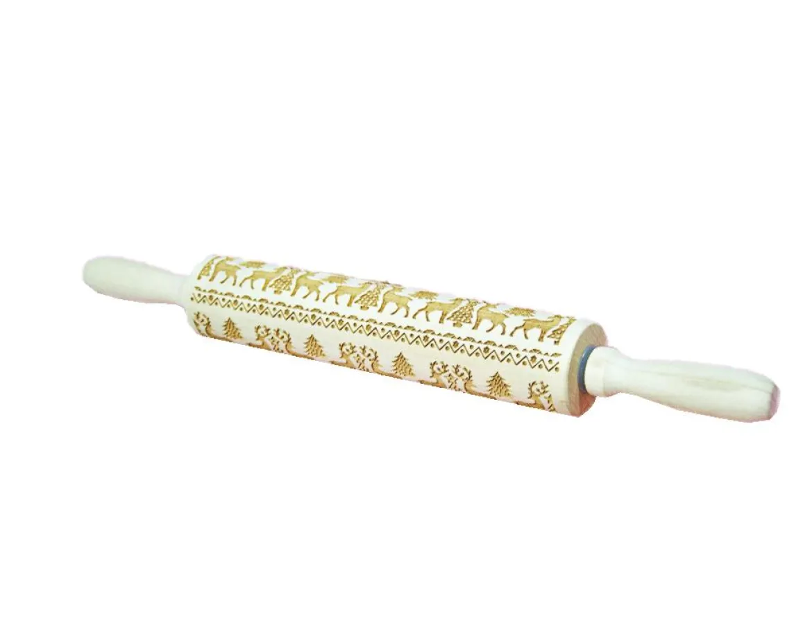 ROULEAU PATISSERIE BOIS MOTIF NOEL