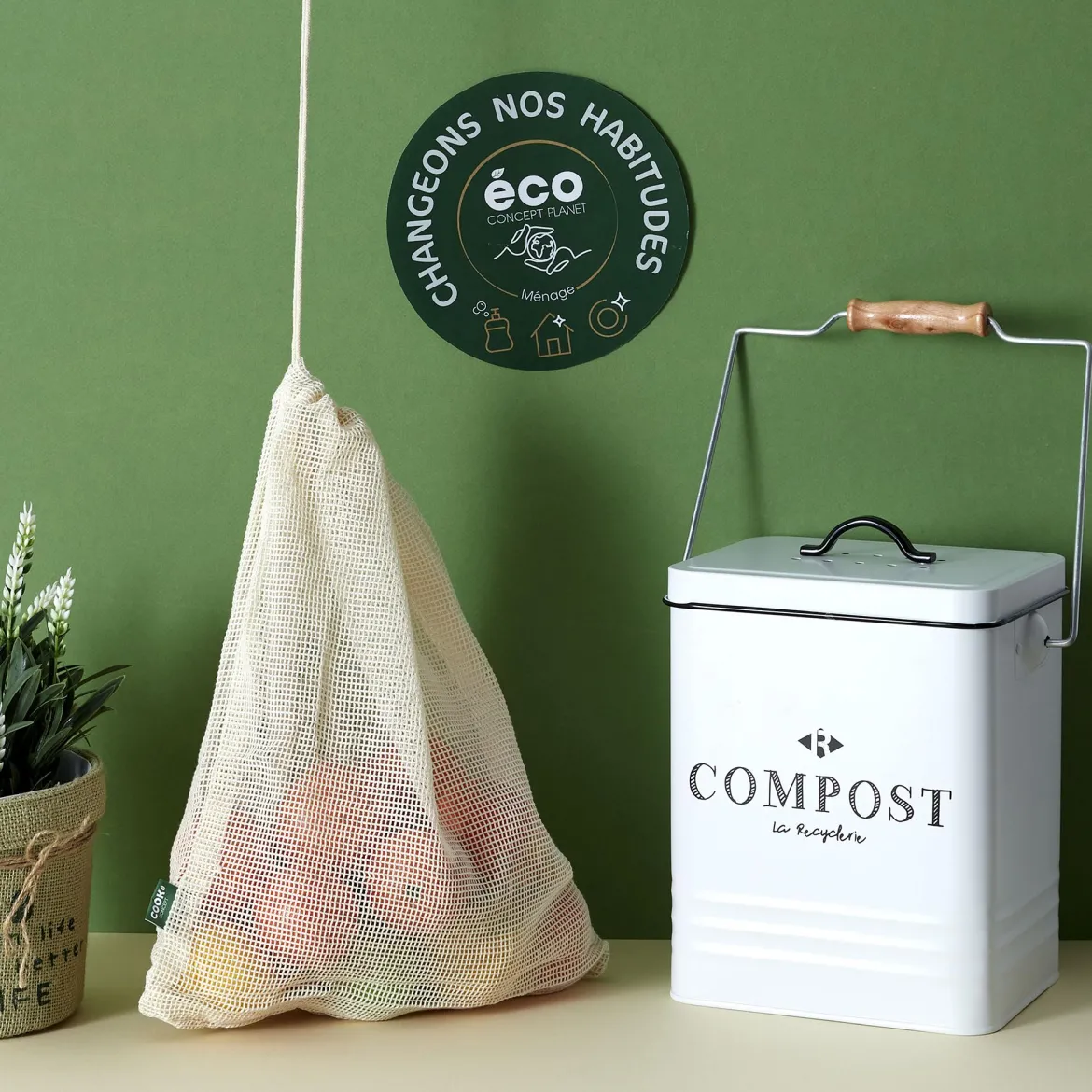 SAC A VRAC REUTILISABLE MAILLES COTON X2