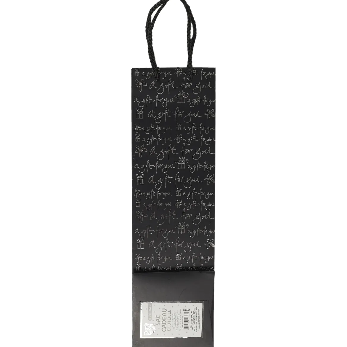 SAC CADEAU BOUTEILLE MOTIF ARGENT PAPIER