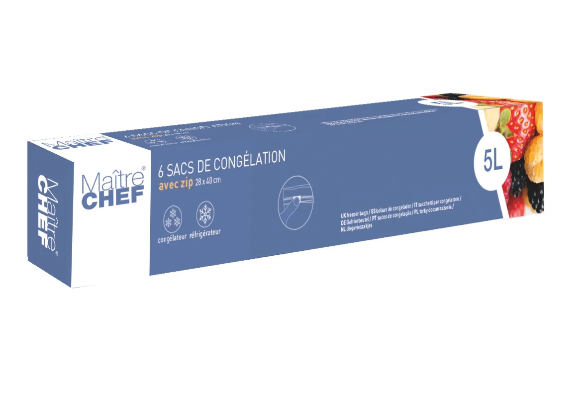 6 SACHETS CONGELATION ZIP 5L 28X40CM