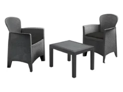 SALON BALCON DUO 2 PLACES RESINE AKITA RAMA AVEC COUSSINS