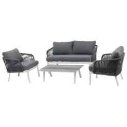 SALON BARCELONE MAILLE GRIS 4 PLACES